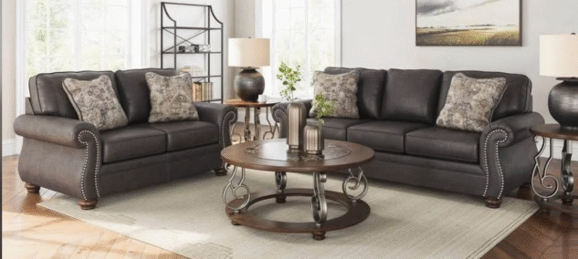 Sofa + Loveseat Set Ashley 559-03 – Faux Leather in Charcoal Color